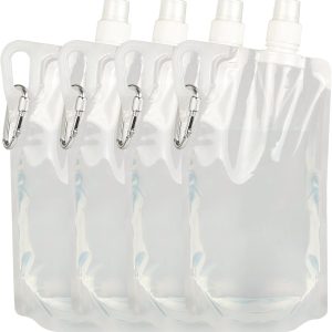 4 Pack Collapsible Water Bottles, Foldable Water Bottles for Traveling, Soft Water Bottle for Hiking, Running, Camping with 4 Loops