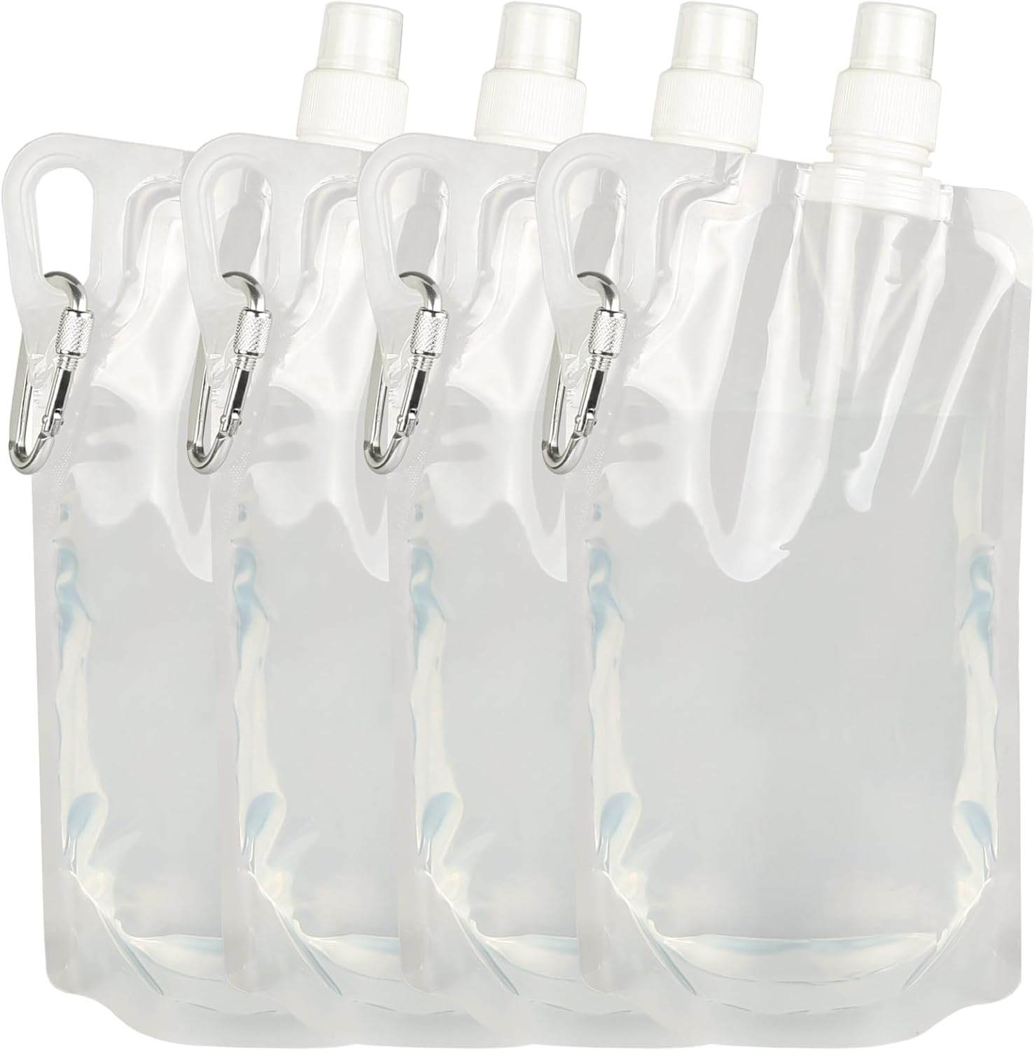 4 Pack Collapsible Water Bottles, Foldable Water Bottles for Traveling, Soft Water Bottle for Hiking, Running, Camping with 4 Loops