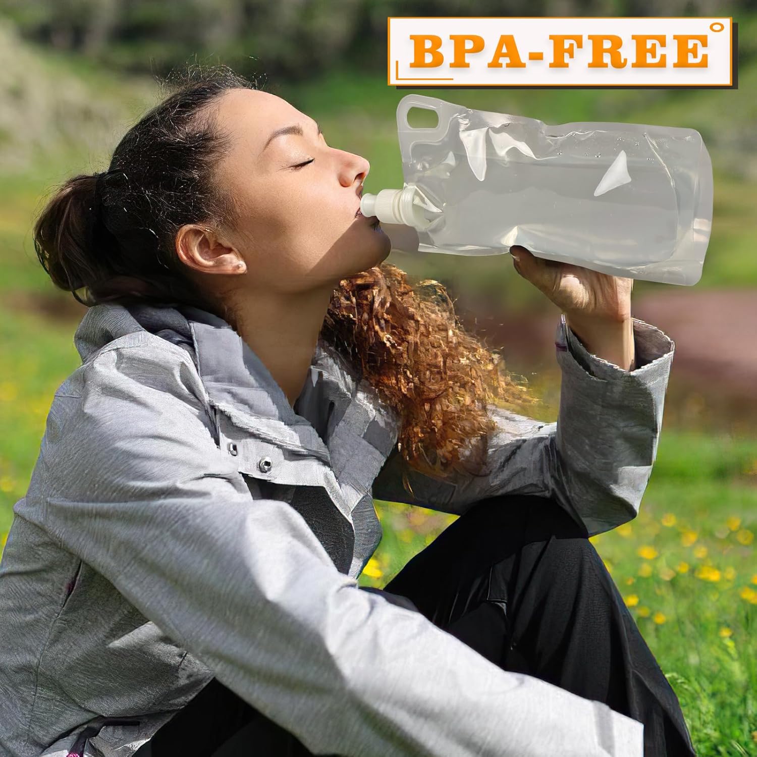 4 Pack Collapsible Water Bottles, Foldable Water Bottles for Traveling, Soft Water Bottle for Hiking, Running, Camping with 4 Loops - Image 4