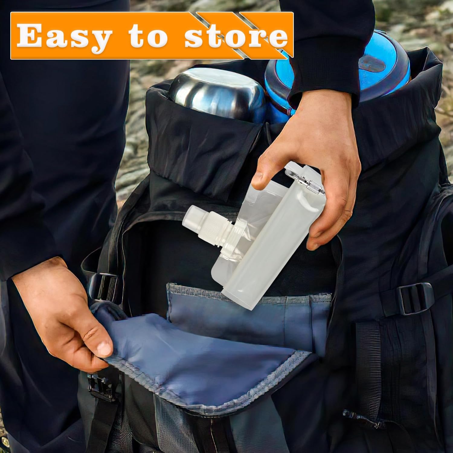 4 Pack Collapsible Water Bottles, Foldable Water Bottles for Traveling, Soft Water Bottle for Hiking, Running, Camping with 4 Loops - Image 7