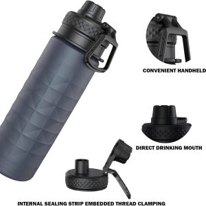 Collapsible Water Bottles, BPA Free 700ml/24oz Silicone Foldable Water Bottle, Portable Sport Water Bottle for Travel Camping Hiking Cycling Yoga Outdoor Adventures (Grey)