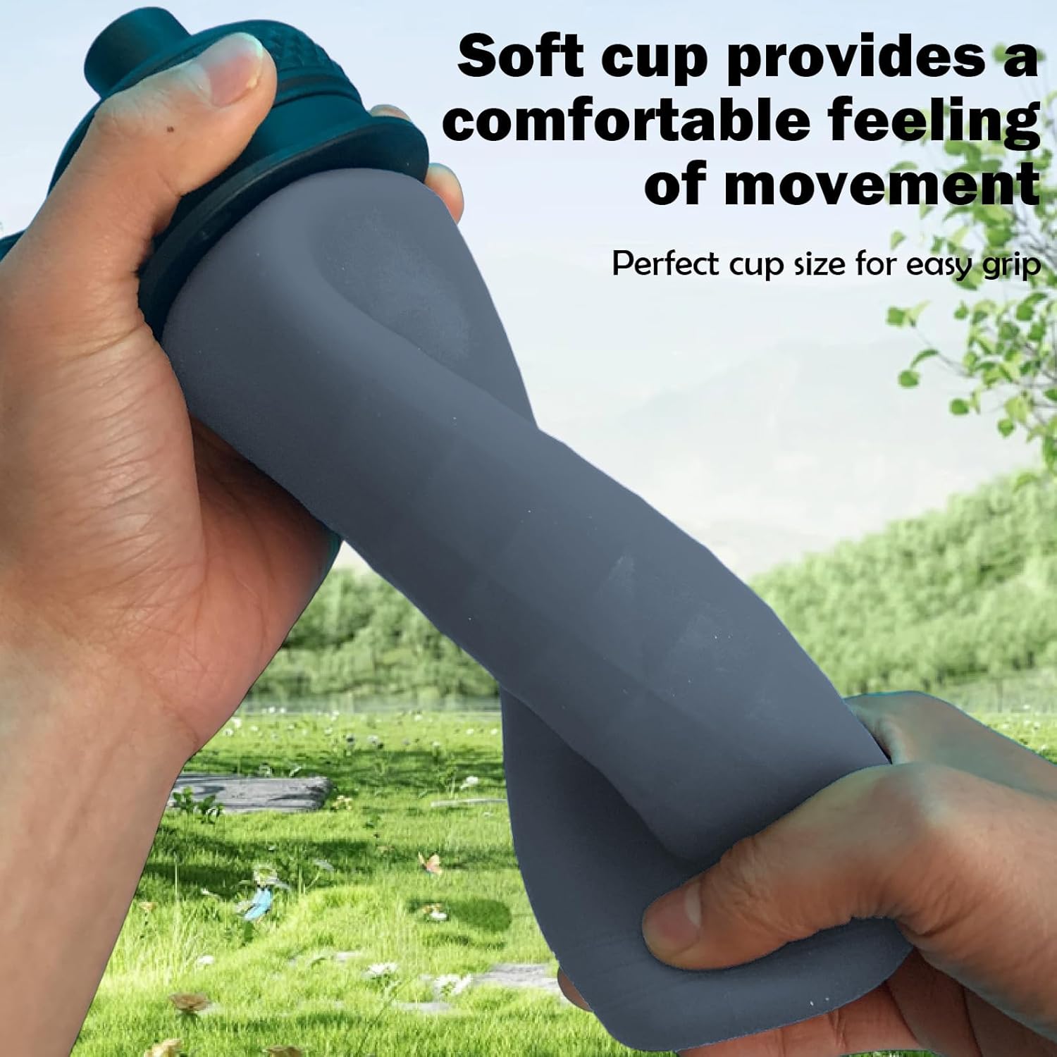Collapsible Water Bottles, BPA Free 700ml/24oz Silicone Foldable Water Bottle, Portable Sport Water Bottle for Travel Camping Hiking Cycling Yoga Outdoor Adventures (Grey) - Image 3