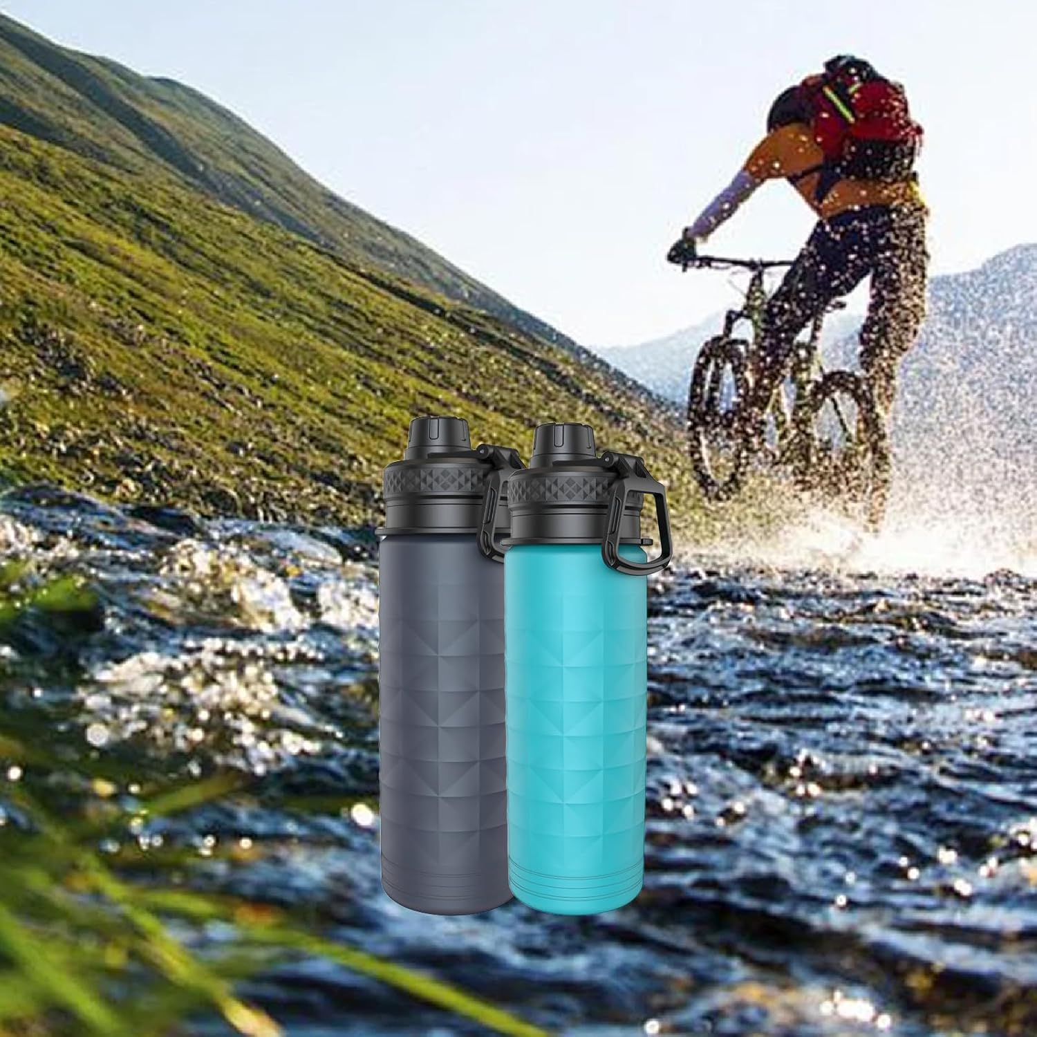 Collapsible Water Bottles, BPA Free 700ml/24oz Silicone Foldable Water Bottle, Portable Sport Water Bottle for Travel Camping Hiking Cycling Yoga Outdoor Adventures (Grey) - Image 4