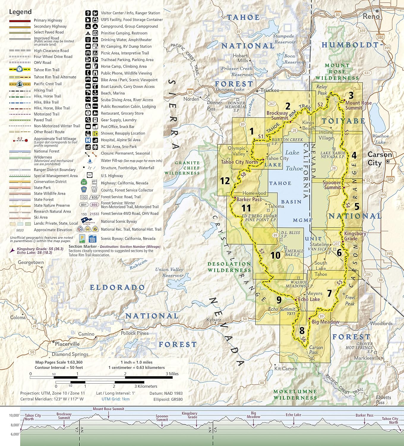 Tahoe Rim Trail Map (National Geographic Topographic Map Guide, 1013)